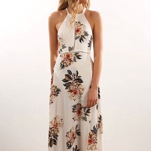 Women's ZESICA Halter Neck Floral Backless Split Beach Party Maxi Dress …